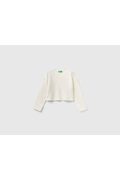 United Colors of Benetton سترة مطرزة بأكمام طويلة للبنات