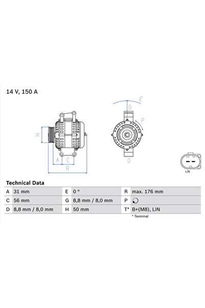 Bosch Генератор / Алтернатор Mercedes-Benz C-Class/Clk/Cls Mercedes-Benz (Bbd...