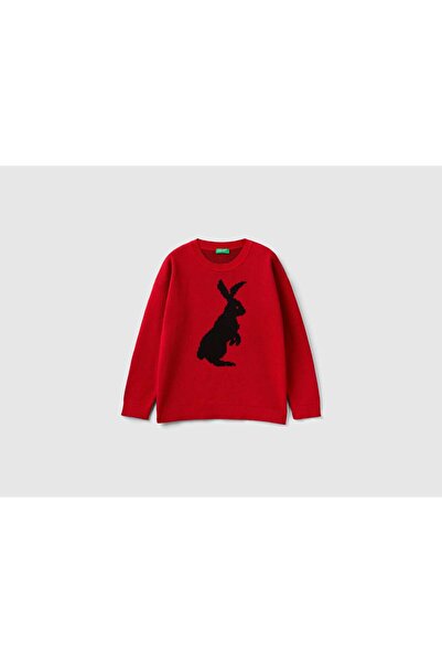 United Colors of Benetton Rabbit Print Long-Sleeve Sweater