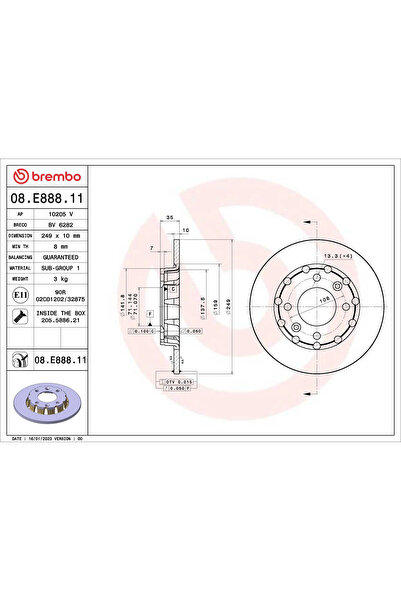 Brembo Disc Frana Citroen C4 10/C4 3 Ds Ds 3 / Ds 3 Crossback