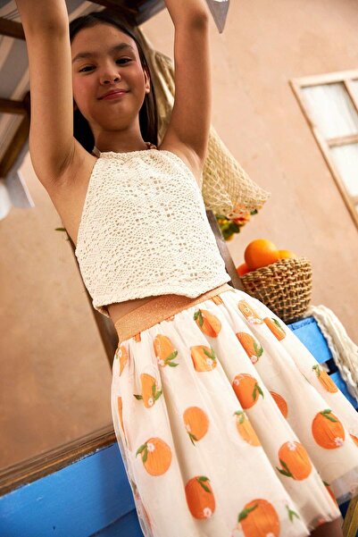 Gingersnaps Fruit-Embellished Girls' Skirt