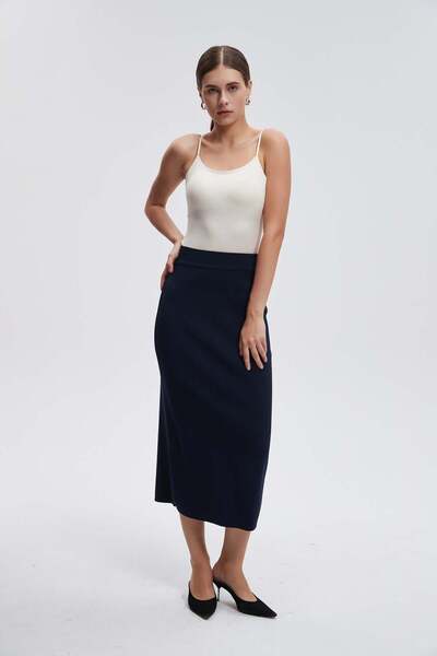 Livia Solid Knit Midi Skirt