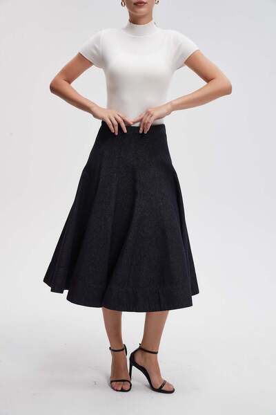Livia Wide Pleated Midi Skirt