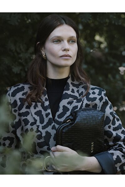 Kayra Leopard Pattern Blazer Jacket Mink