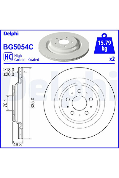 DELPHİ Brake disc TESLA MODEL 3 (5YJ3) 2017-2025