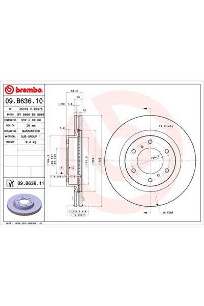 Brembo Дискови спирачки Mitsubishi Pajero 4 Mitsubishi (GAC) Pajero