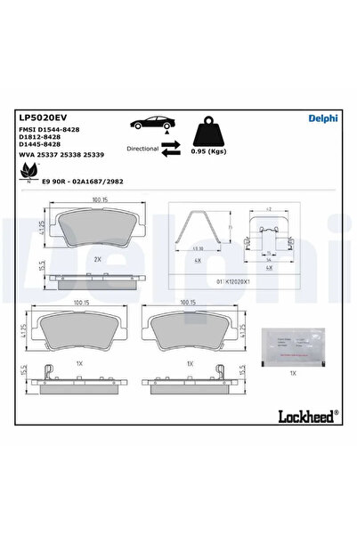 DELPHİ Brake pad set disc brake KIA SOUL II 2014-2018 LP5020EV