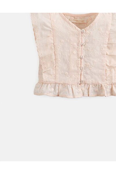 Gingersnaps Girls Striped Lace-Collar Top