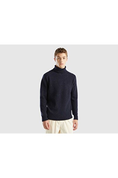 United Colors of Benetton Mens Solid Ribbed High-Neck Sweater