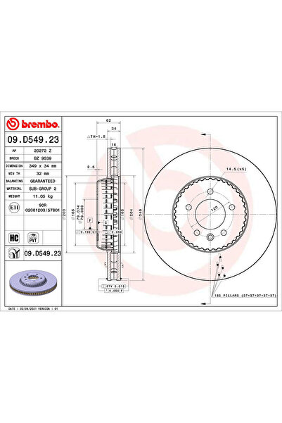 Brembo Disc Frana Land Rover Defender Station/Defender Van
