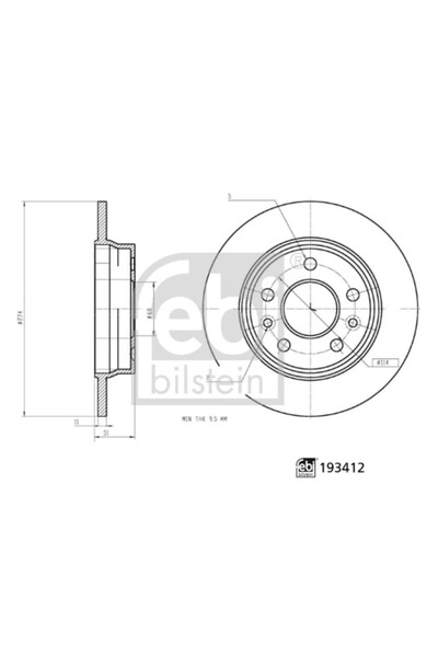 FEBI BILSTEIN Спирачен диск на заден мост Renault Kangoo 3 Van/Spacious Limou...