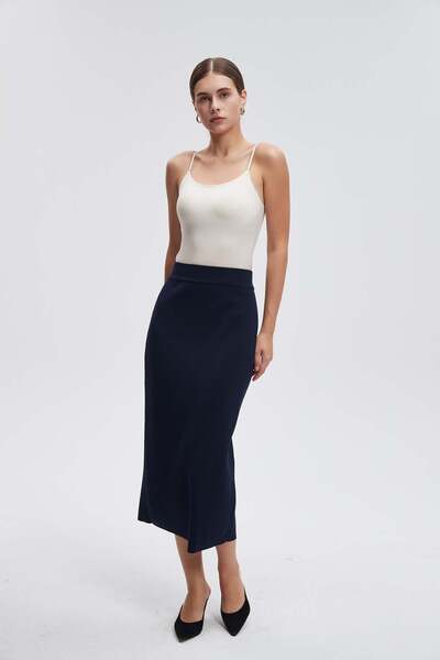 Livia Solid Knit Midi Skirt