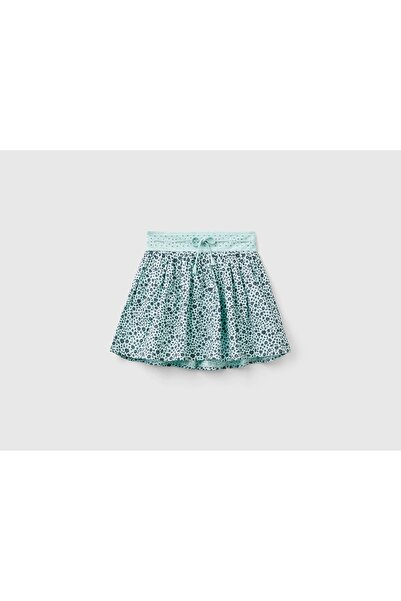 United Colors of Benetton Printed Girls' Skirt with Elastic Tie-Waist