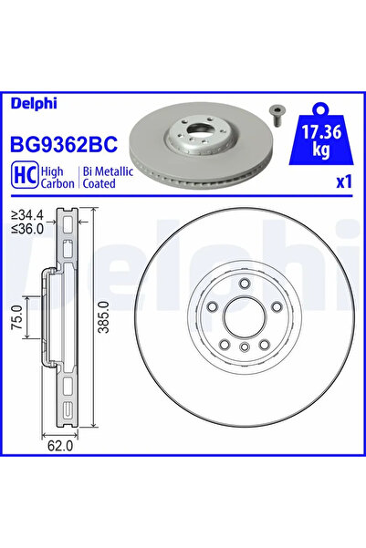 DELPHİ Disc from BMW X5 (F15 F85) 2013-2018