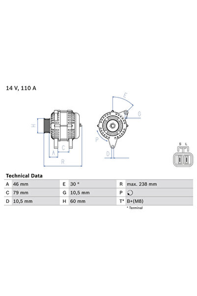 Bosch Generator / Alternator Hyundai Terracan Kia Carnival 2