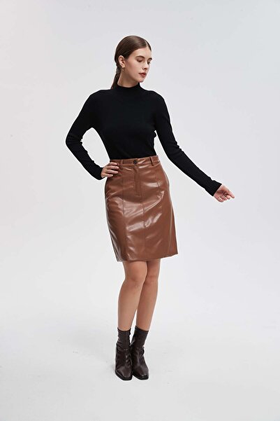 Livia Solid Leather Mini Skirt