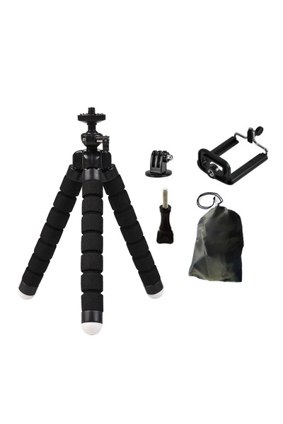 Choice حامل ثلاثي القوائم أسود اللون، 5 قطع، لكاميرا جو برو هيرو 12 11 10 9 8 7، ملحقات حامل ثلاثي القوائم المرن ميني أوكتوبوس من ماكس أسود