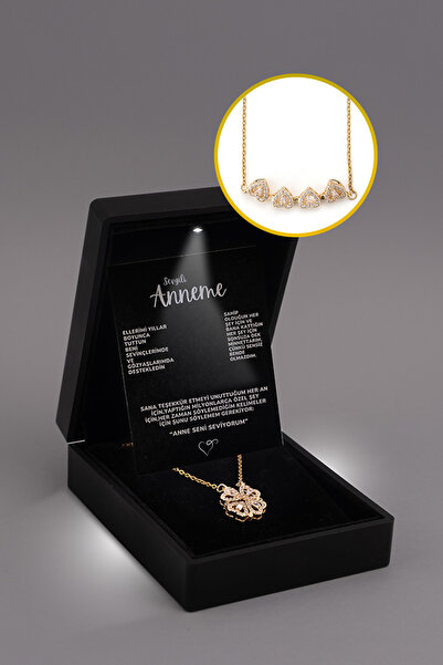 Myla ''Anneme'' Yonca Kolye Notlu ve Hediye Kutulu