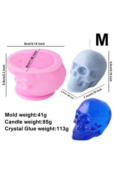 Choice7 Pink Skull Mold-M 3D Skull Head Candle Silicone Mold DIY Horror Theme...