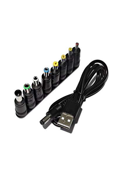 Choice كابل طاقة عالمي USB إلى DC 5.5 * 2.1 مم جاك 5 فولت سلك شحن مع 8 موصلات قابلة للاختيار