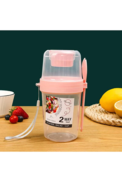 Choice Pink Carry Breakfast Cup Salad Cups Portable Yogurt Cereal Oatmeal Sna...