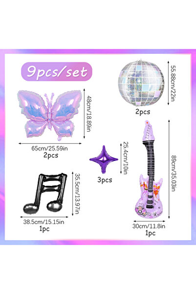 Choice 9 قطع أخرى 9 قطع بالونات حفلات ذات طابع موسيقى الثمانينيات/التسعينيات،...