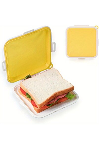 Choice 1 1 حاويات ساندويتش صفراء من السيليكون لتخزين الساندويتشات للغداء والس...
