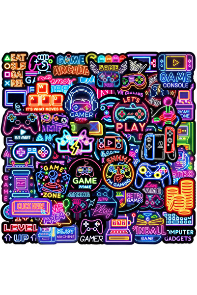 Choice ملصقات ألعاب فيديو كرتونية نيون متعددة الألوان (50 قطعة) - ملصقات لأجه...