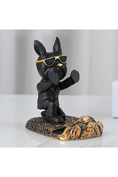 Choice تمثال كلب أسود من نوع بولدوج فرنسي، ديكور مكتب، منحوتات كلاب لطيفة، حا...