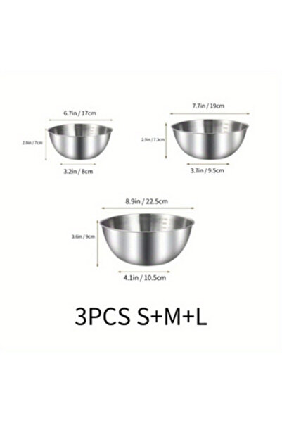 Choice مجموعة أوعية خلط من الفولاذ المقاوم للصدأ مكونة من 3 قطع - أساسيات الم...