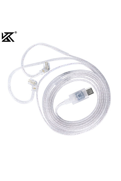 Choice كابل سماعة رأس أصلي من نوع C MIC من نوع C من KZ، كابل ترقية مطلي بالفضة من نوع C، كابل بديل ثنائي السنون لسماعات الأذن