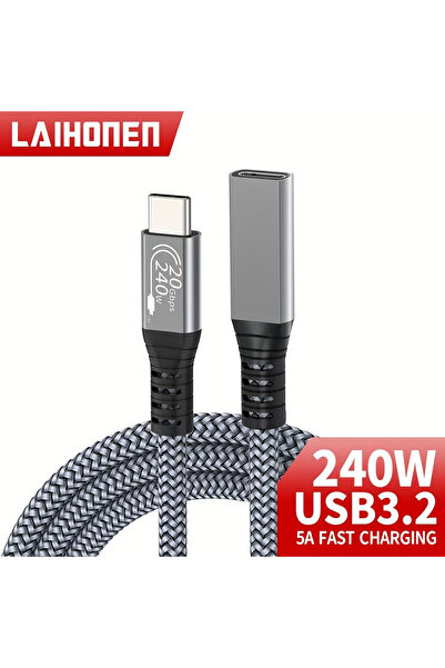Choice 1m 1PC 240W Wite USB C extension cable 10ft 240W charging 20Gbps data transmission 4K Video USBC 3.2