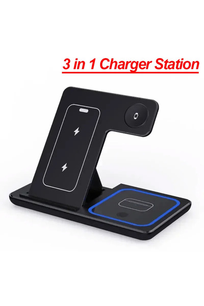 Vikefon black 3 in 1 30W Foldable Wireless Charging Station for iPhone 16 15 ...