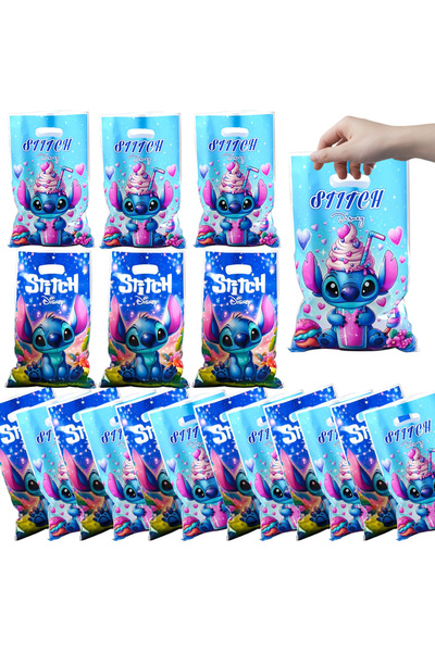 Miniso 25X16.5cm 30pcs Blue Double-sided 30pcs Blue Stitch Gift Bags with Handle Double-sided Cute Stitch T