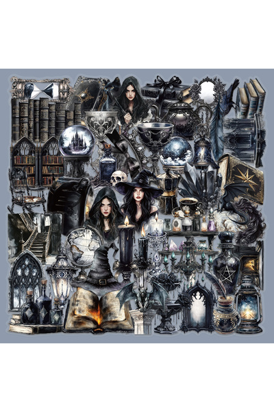 choice2 50PCS 10/30/50pcs Cool Pet Transparent Cartoon Gothic Dark Magic Witc...