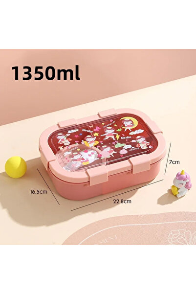 Choice Pink-PP-1350ml Cartoon Lunch Box of Students Sealed and Leak Proof Ben...