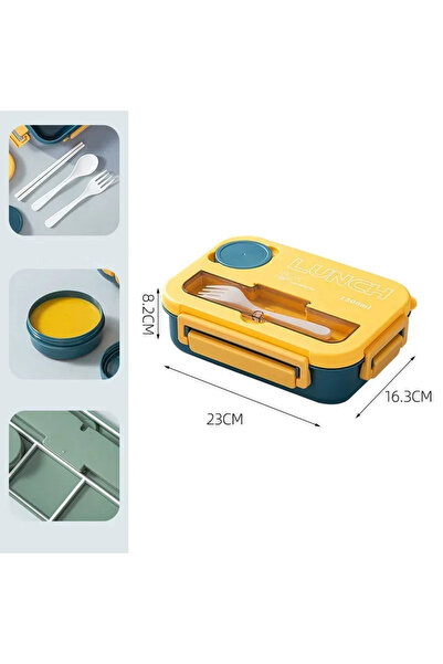 Choice YELLOW Compartment 1300ML Portable Lunch Box Kids Students Office Bent...