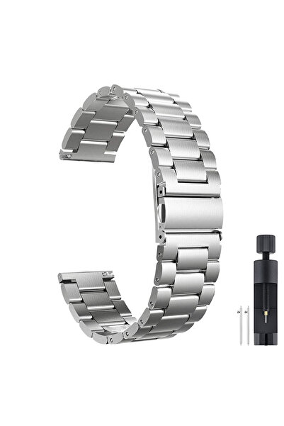 Choice سوار معدني بديل فضي مقاس 22 مم لساعات أوبو الذكية (مقاسات 2/3/2R/46 مم)