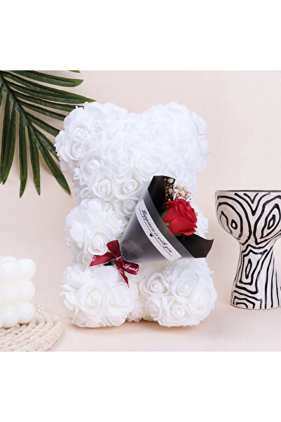 Choice WHITE Foam rose teddy bear carry bouquet. Ideal for weddings, Mother's...