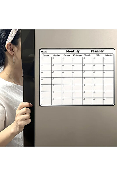 Choice تقويم مسح جاف للثلاجة باللون الأسود، مخطط شهري، لوحة بيضاء، سجل، لوحة ...