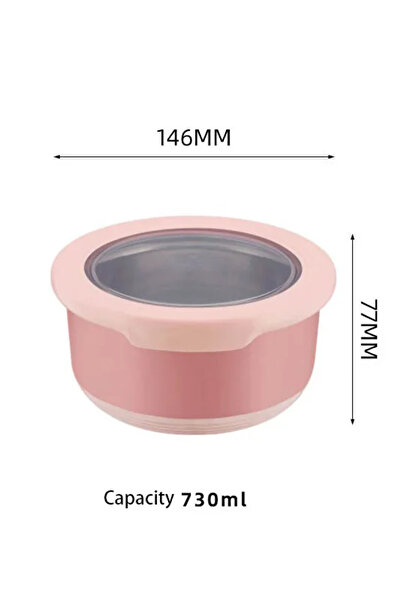 Choice pink-730ml Fresh-keeping Box Stainless Steel Food Sealing Bowl Anti-sc...