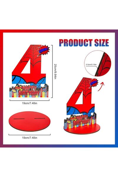 Miniso 4 لافتات خشبية لحفلات أعياد الميلاد ذات طابع الرجل العنكبوت، 3 4 5 طاو...