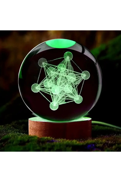 Choice قابس USB 2.36 بوصة ميتاترون قطعة واحدة نقش ليزر ثلاثي الأبعاد ميتاترون، ضوء ليلي على شكل كرة بلورية، عصري