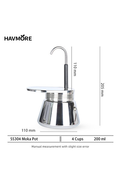 Choice 4 Cups 304 Stainless Steel Dual Pipe Durable Food Nonslip Thickened Strainer Widely Mocka Moka Pot