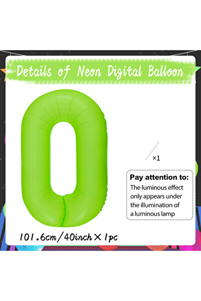 Choice بالون رقمي آخر 0 40 بوصة من النيون الأخضر الفلوري 0-9 بالون مضيء يستخد...