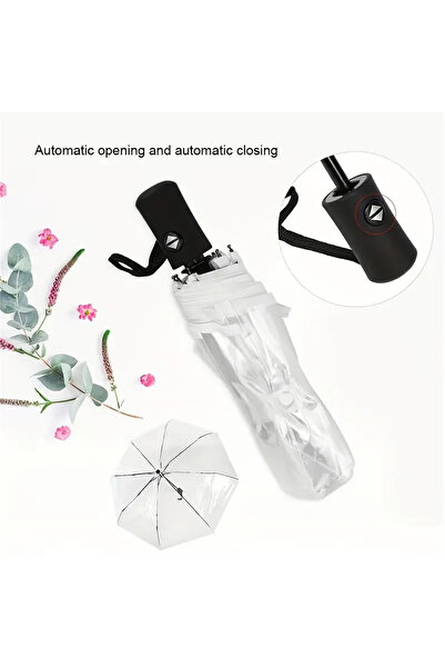 Choice 306baibian قطعة واحدة من المظلة الأوتوماتيكية الكاملة الشفافة المدمجة المحمولة ثلاثية الطي، أنيقة