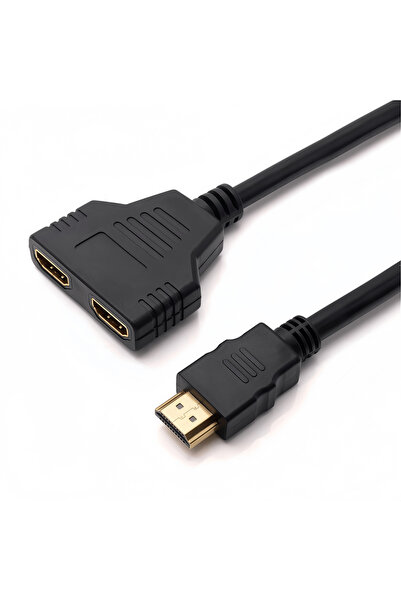 Choice محول موزع HDMI أسود بطول 0.3 متر من 1 إلى 2 - مكرر إشارة HD بدقة 1080 بكسل، كابل Y من ذكر إلى 2 أنثى لـ D