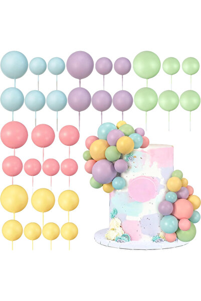 Choice 30Pcs Colorful 30Pcs Colorful Cake Ball Happy Birthday Cake Topper Sticks Gold Pink Blue Balls For C
