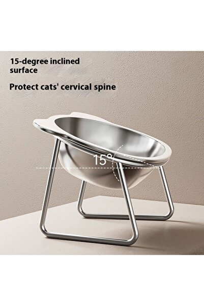 Choice حامل وعاء مرتفع متين للقطط مصنوع من الفولاذ المقاوم للصدأ - سهل التنظيف، يدعم الرقبة، طبق طعام مرتفع