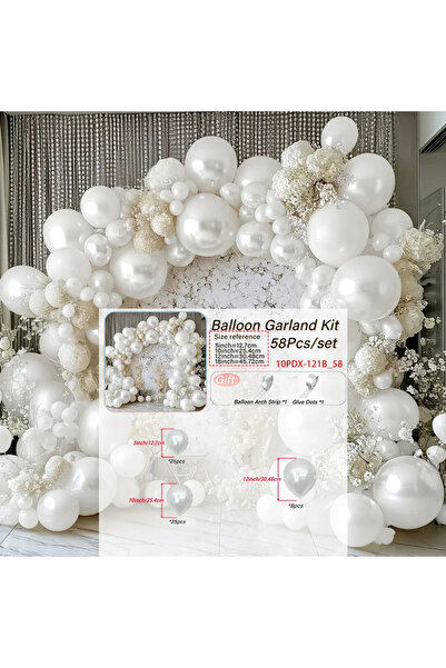Choice 10inch 1 58Pcs Pearl White Latex Balloon Set, Perfect for Wedding, Bir...